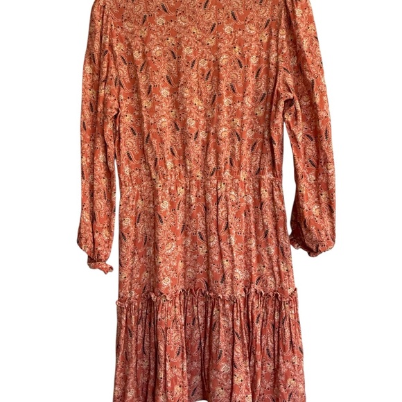 Altar'd State Orange V-Neck Sundress with Bishop Sleeves - Picture 3 of 5